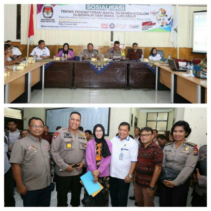 Sosialisasi Teknis Pendaftaran Bakal Pasangan Calon Gubernur dan Wakil Gubernur Sumut di Kantor KPUD Sumut, Sabtu (06/01/18).
