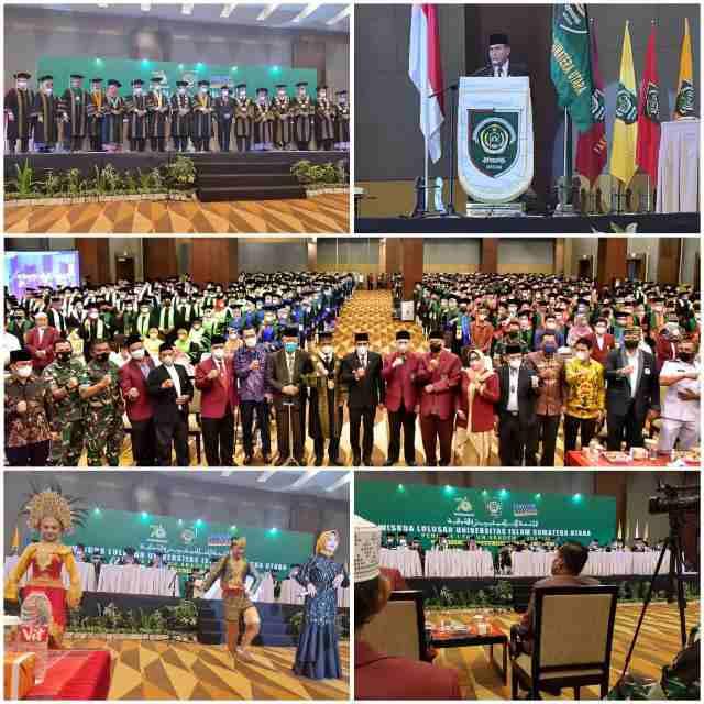 File foto terkait memperingati Milad ke-70 Tahun dan Wisuda Mahasiswa/i di Universitas Islam Sumatera Utara (UISU) Medan Lulusan UISU Priode I T.A. 2021/2022, Rabu (26/01/22)