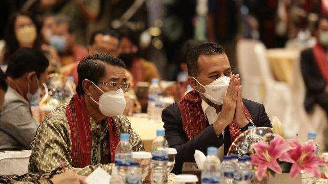 Musa Rajekshah menghadiri acara Musyawarah Besar (Mubes) VI Punguan Pomparan Ompu Simataraja Raja Simarmata se-Indonesia di Hotel Le Polonia, Medan, Kamis (27/1).