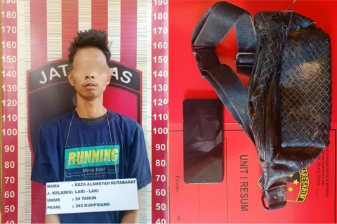 Tersangka dan barang bukti saat diamankan polisi 