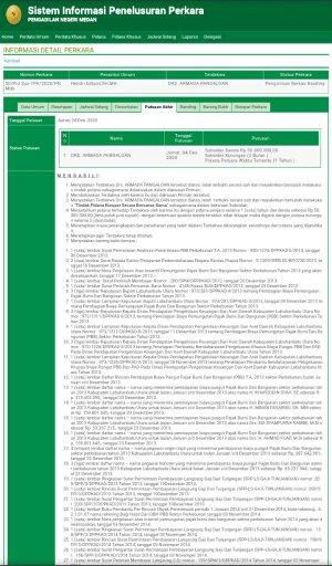 Screenshot website Sistem Informasi Penelusuran Perkara (SIPP) Pengadilan Negeri Medan