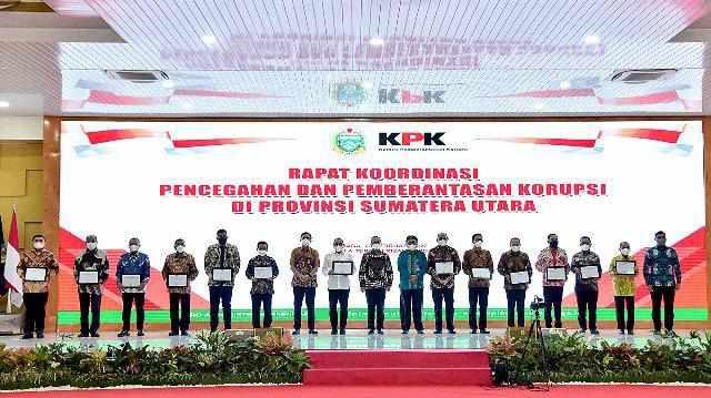 Rapat koordinasi pencegahan korupsi pemberantasan korupsi dengan pemerintah daerah se-Sumut, di Medan, Rabu (23/2).