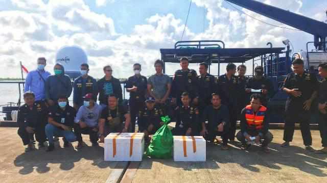 Tim Gabungan saat operasi di perairan Langkat 