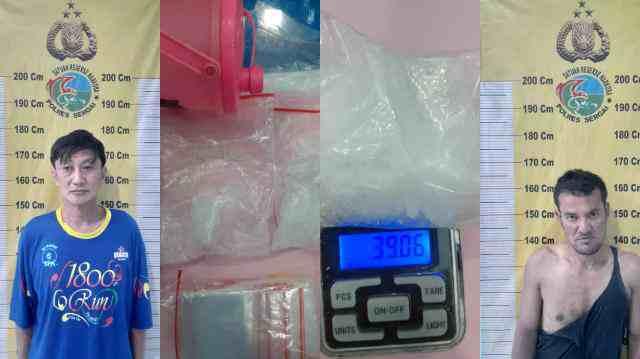 Kedua pelaku terdiri Bandar Sabu (Kanan) dan Kurir (Kiri) bersama barang bukti narkotika jenis sabu diamankan.