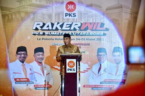 Edy Rahmayadi di Rapat Kerja Wilayah (Rakerwil) Partai Keadilan Sejahtera (PKS) Provinsi Sumut, Jumat (4/3/2022).