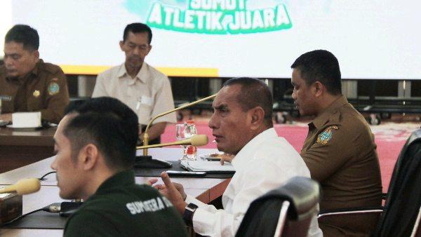 Edy Rahmayadi menerima Audiensi Pengurus Provinsi Persatuan Atletik Seluruh Indonesia (Pengprov PASI) Sumut terkait Kejuaraan yang bertitel Sumut Atletik Juara (SAJ), rencananya akan digelar pada 19 Maret 2023