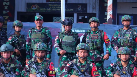 Brigjen TNI Frits Wilem Richard Pelamonia selaku Dankolakops Satgas Yonif 715/Mtl