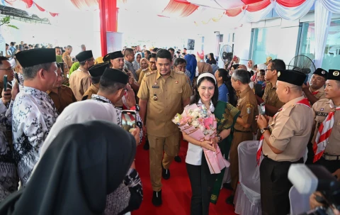 Peluncuran Gerakan Ayah Teladan Indonesia  (GATI) dan Pelayanan Vasektomi Serentak Indonesia di Puskesmas Tanah Tinggi, Kota Binjai, Senin (21/4/2025).
