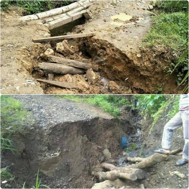 Kondisi jalan jurusan Sipiongot-Sibio-bio yang terputus.
