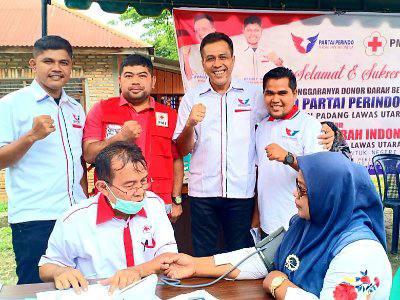 Partai Perindo Padang Lawas Utara Gandeng PMI Gelar Donor Darah