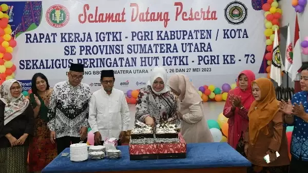 Raker IGTKI-PGRI Kabupaten/Kota Se-Provinsi Sumut sekaligus peringatan HUT IGTKI-PGRI di Aula Danau Toba Balai Besar Guru Penggerak (BBGP) Sumut