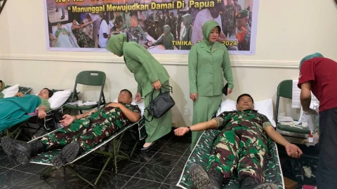 Kodim 1710/Mimika Gelar Donor Darah Dalam Rangka Peringatan HUT Kodam XVII/Cenderawasih