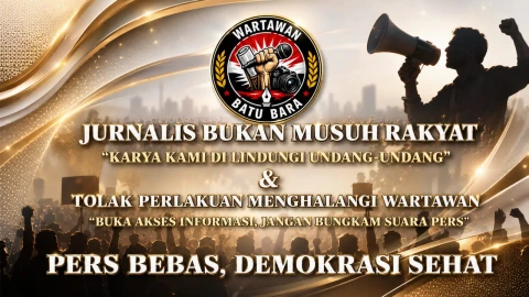 Caption slogan komunitas wartawan di Batu Bara menyatakan akan menggelar aksi demonstrasi di depan kantor lapas pada Senin, 11 Mei 2026.