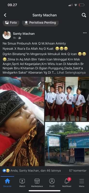 Postingan kerabat almarhum 