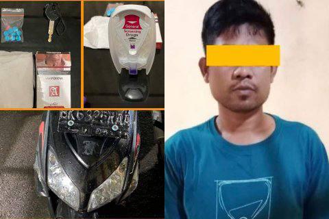 Pelaku dan barang bukti saat diamankan 