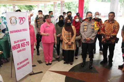 Bakti Kesehatan Polri dalam rangka Hari Bhayangkara ke-76 dan Zoom Meeting dengan Kapolri di Pematangsiantar, Jumat (17/6)