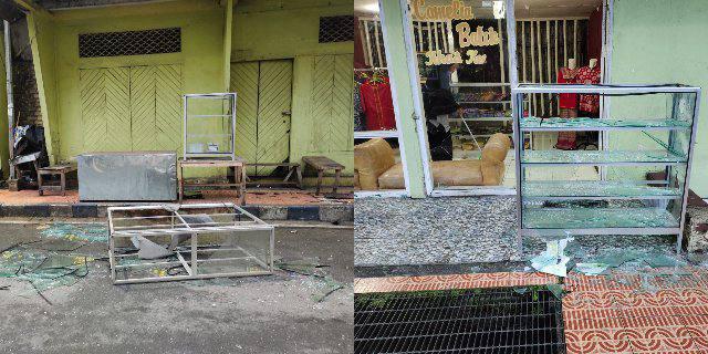 Etalase usaha warga di sepanjang jalan Pattimura kota Tual, dirusak orang pagi tadi, Jumat (24/6)