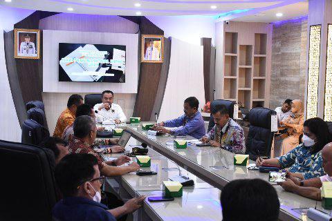 Rapat Persiapan Pelaksanaan Hari Pers Nasional (HPN) Tahun 2023 di Aula Transparansi Kantor Dinas Kominfo Provinsi Sumut Jalan HM Said Medan. Kamis (30/6).