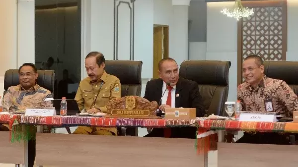 Rapat Koordinasi antara Pemerintah Provinsi Sumut dengan Komisi Pemberantasan Korupsi, Badan Pertanahan Nasional, Kemendagri dan Pemerintah Kabupaten/Kota se-Sumut tentang pencegahan korupsi sektor pertanahan, Selasa (13/6)