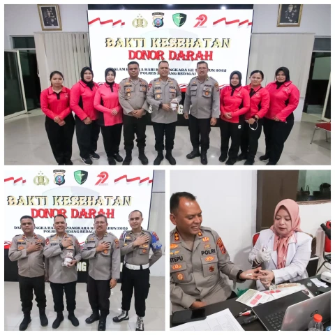 Sambut HUT Bhayangkara ke-79, Polres Sergai Gelar Bakti Kesehatan Donor Darah Bersama Masyarakat