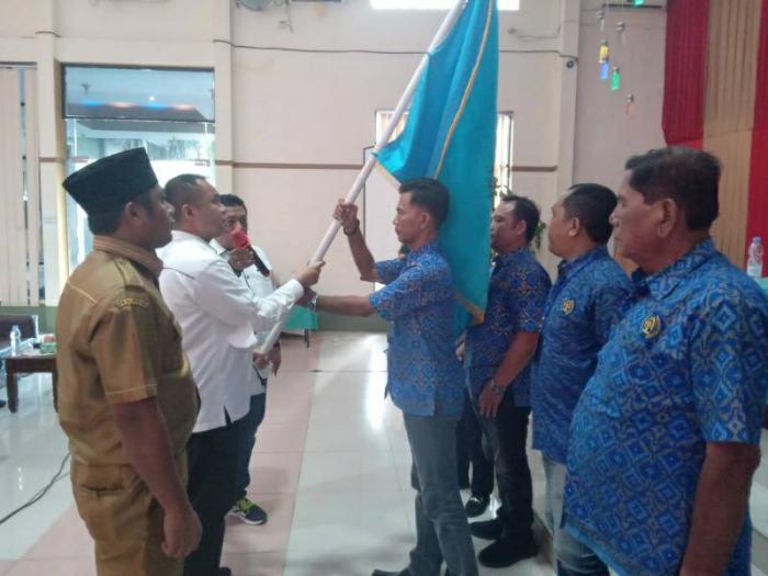 Konferensi VIII Persatuan Wartawan Indonesia (PWI) Labuhan Batu di aula Permata Land Hotel Rantauprapat, Senin (18/7).