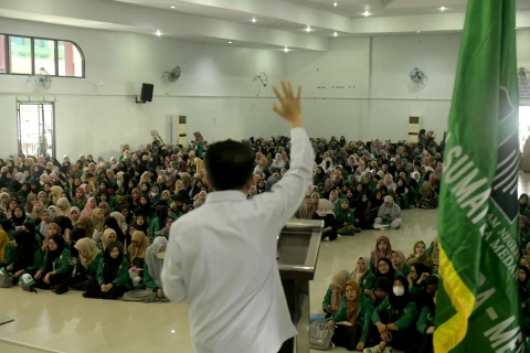 Pelepasan Kuliah Kerja Nyata (KKN) Mahasiswa Universitas Islam Negeri (UIN) Sumut di Kampus UIN Sumut Jalan Sutomo Ujung, Medan, Rabu (24/7).