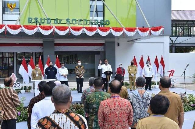 Presiden Joko Widodo meresmikan Tower A dan B Rumah Sakit Umum Daerah (RSUD) dr. Soedarso, Selasa, 9 Agustus 2022.