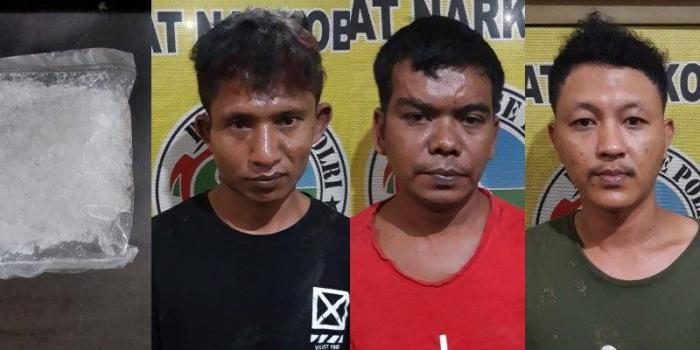 Pelaku dan barang bukti 104,87 gram sabu saat diamankan 