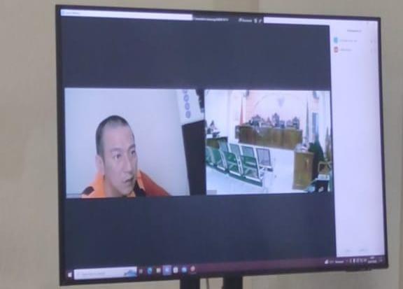 Persidangan Pho Sie Dong secara online di PN Binjai, Senin (1/8)