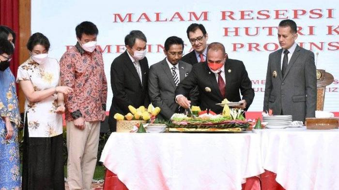 Malam Resepsi Kenegaraan HUT ke-77 Kemerdekaan RI di Aula Tengku Rizal Nurdin, Rumah Dinas Gubernur Sumut, Jalan Sudirman No. 41, Medan, Rabu Malam (17/8/2022).