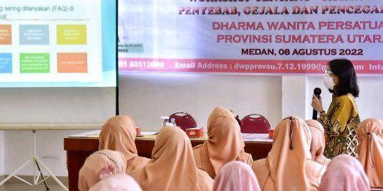 Workshop cacar monyet di Kantor DWP Sumut, Jalan Teuku Cik Dik Tiro, Medan, Senin (8/8/2022). 