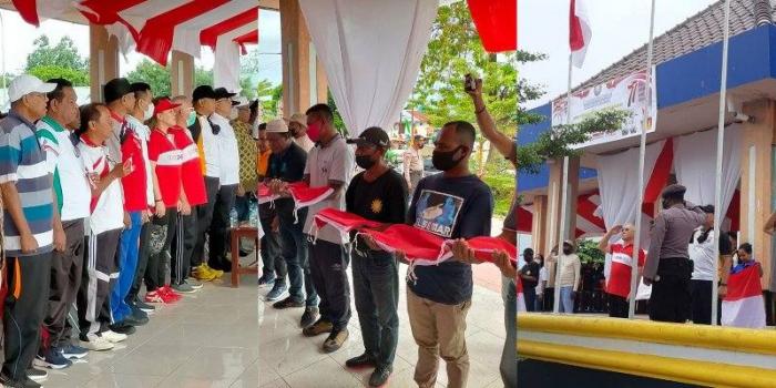 Launching pembagian 10 juta bendera di alun-alun Kabupaten Kepulauan Aru, provinsi Maluku, Jumat (12/8)