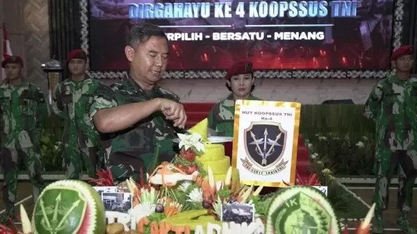 Syukuran memperingati HUT ke-4 Komando Operasi Khusus (Koopssus) TNI di Mabes TNI, Cilangkap, Jakarta Timur, Selasa (15/8/2023).