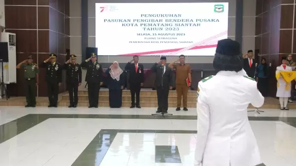 Pengukuhan 61 anggota Pasukan Pengibar Bendera Pusaka (Paskibraka) Kota Pematang Siantar Tahun 2023
