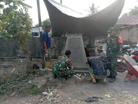 Pembangunan Tugu Prasasti TMMD Ke-121 Kodim 1615/Lombok Timur