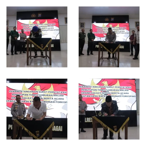 Forkopimda bersama tokoh agama dan pengelola resmi menandatangani Surat Pernyataan Penutupan Grand Galaxy.
