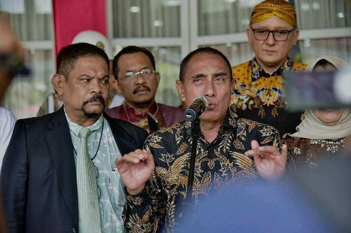 Acara Pelantikan Bersama Pimpinan Paguyuban Keluarga Besar (PKB) Pemuda Pujakesuma Kabupaten/ Kota se Sumut di Aula Tengku Rizal Nurdin, Rumah Jabatan Gubernur Sumut, Jalan Sudirman Medan, Minggu (4/9/2022). 