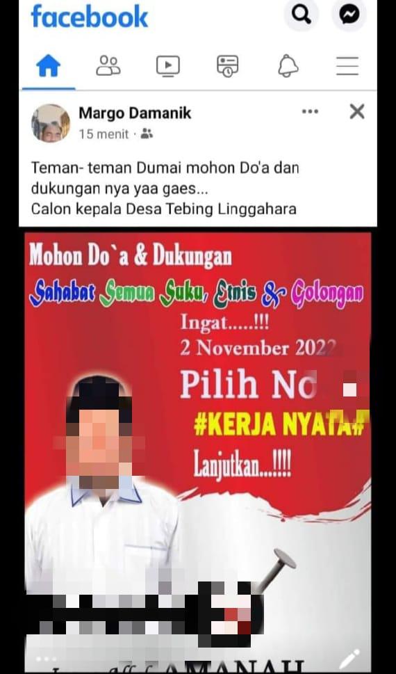 Postingan yang diduga melanggar Perda