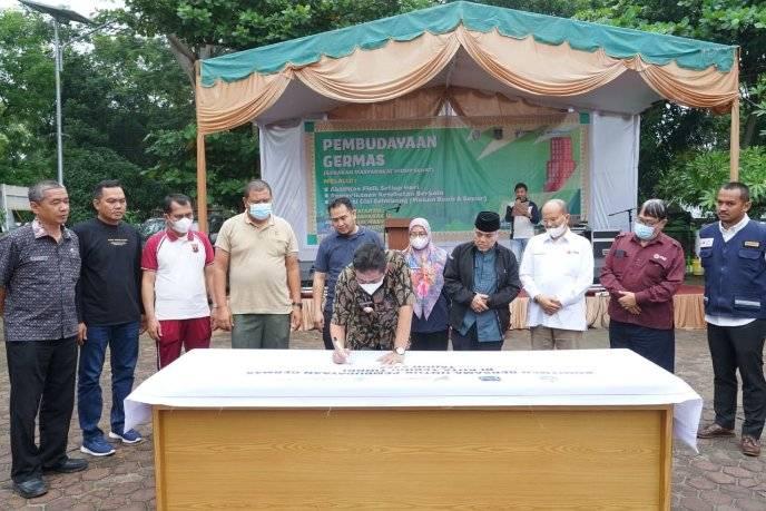 Kampanye terkait pelaksanaan Germas Tebingtinggi, Kamis (1/9/2022) di halaman kantor Camat Rambutan.
