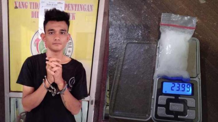 Pelaku dan barang bukti saat diamankan 