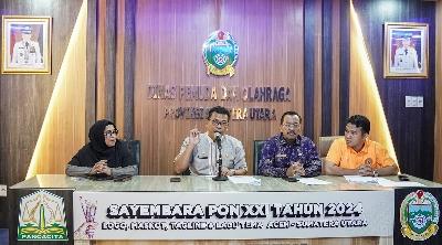 Keterangan pers terkait persiapan pelaksanaan Pekan Olahraga Nasional (PON) XXI 2024 Aceh-Sumut yang masih on the track, Jumat (9/9).