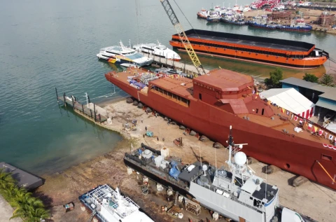 Launching Ceremony Kapal Bantu Hidro Oseanografi (BHO) (Ocean Going) di Dermaga PT. Palindo Marine, Batam