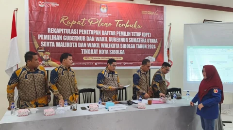 Penetapan hasil rapat pleno terbuka rekapitulasi penetapan DPT Pilkada oleh KPU bersama Bawaslu, perwakilan tim pasangan Bakal calon peserta Pilkada, dan perwakilan unsur Forkopimda Sibolga