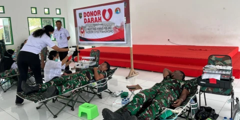Aksi donor darah di Makodim 1715/Yahukimo.