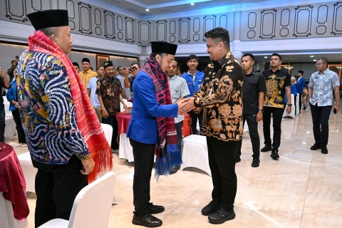 Pelantikan Pengurus Koordinator Cabang Pergerakan Mahasiswa Islam Indonesia (PMII) Sumut Masa Khidmat 2025-2027 di Aula Raja Inal Siregar, lantai 2 Kantor Gubernur Sumut, Jalan Diponegoro No. 30, Medan, Jum'at (12/9/2025).