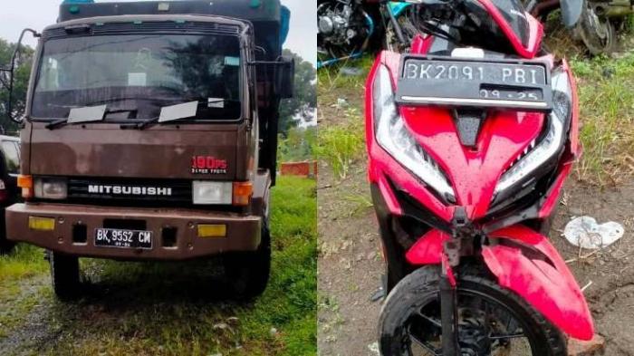 Dua kendaraan yang terlibat lakalantas setelah diamankan petugas 