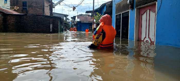 Salahsatu titik banjir di kota Medan 