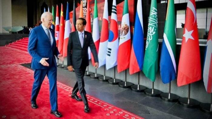 Presiden Jokowi bersama Presiden AS Joe Biden, di The Apurva Kempinski Bali, Senin (14/11/2022).