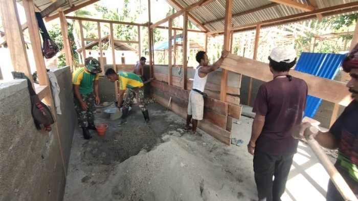 Satgas Satuan Organik Yonarmed 1 Kostrad gotong royong pembangunan