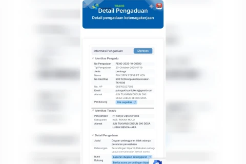 Tak Punya PP, PT. KCN Dilaporkan ke Wasnaker Riau